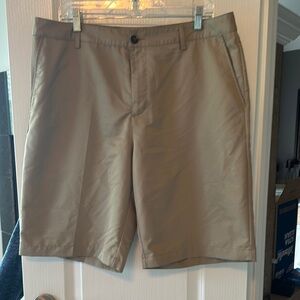 adidas Tan Flat Front Shorts Lightweight Comfort
